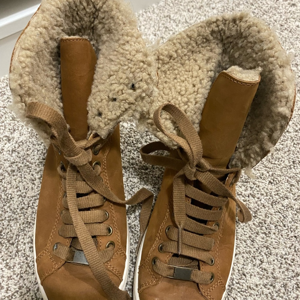 UGG Tan Shearling-Lined Sneakers
